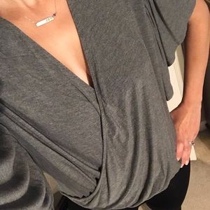 She & Sky ruffle sleeve V-neck top